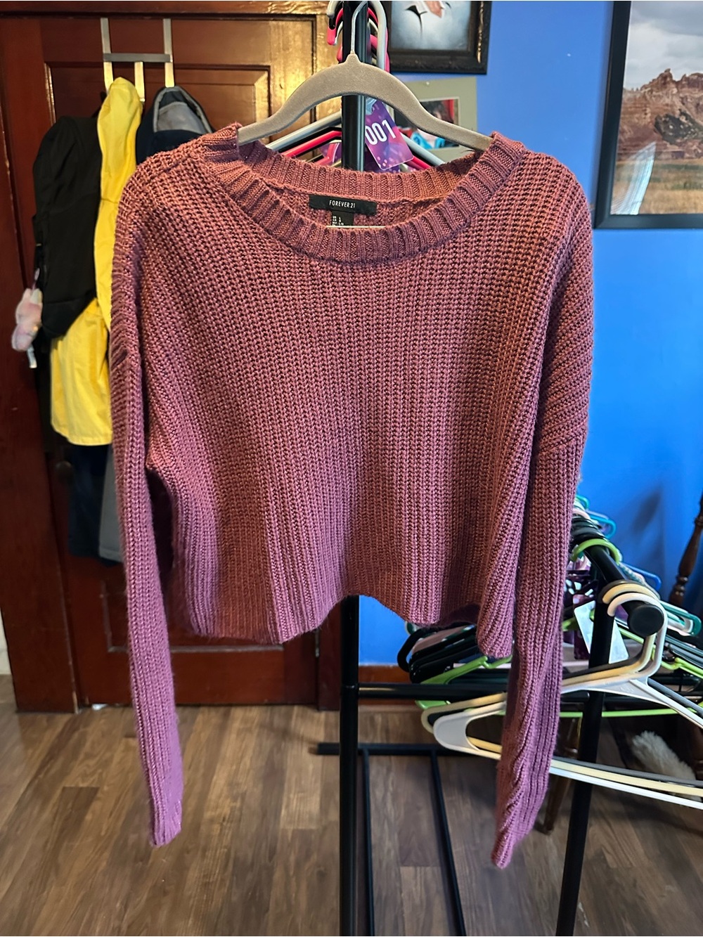 Forever 21 Mauve Knit Crewneck Sweater cropped SizeL